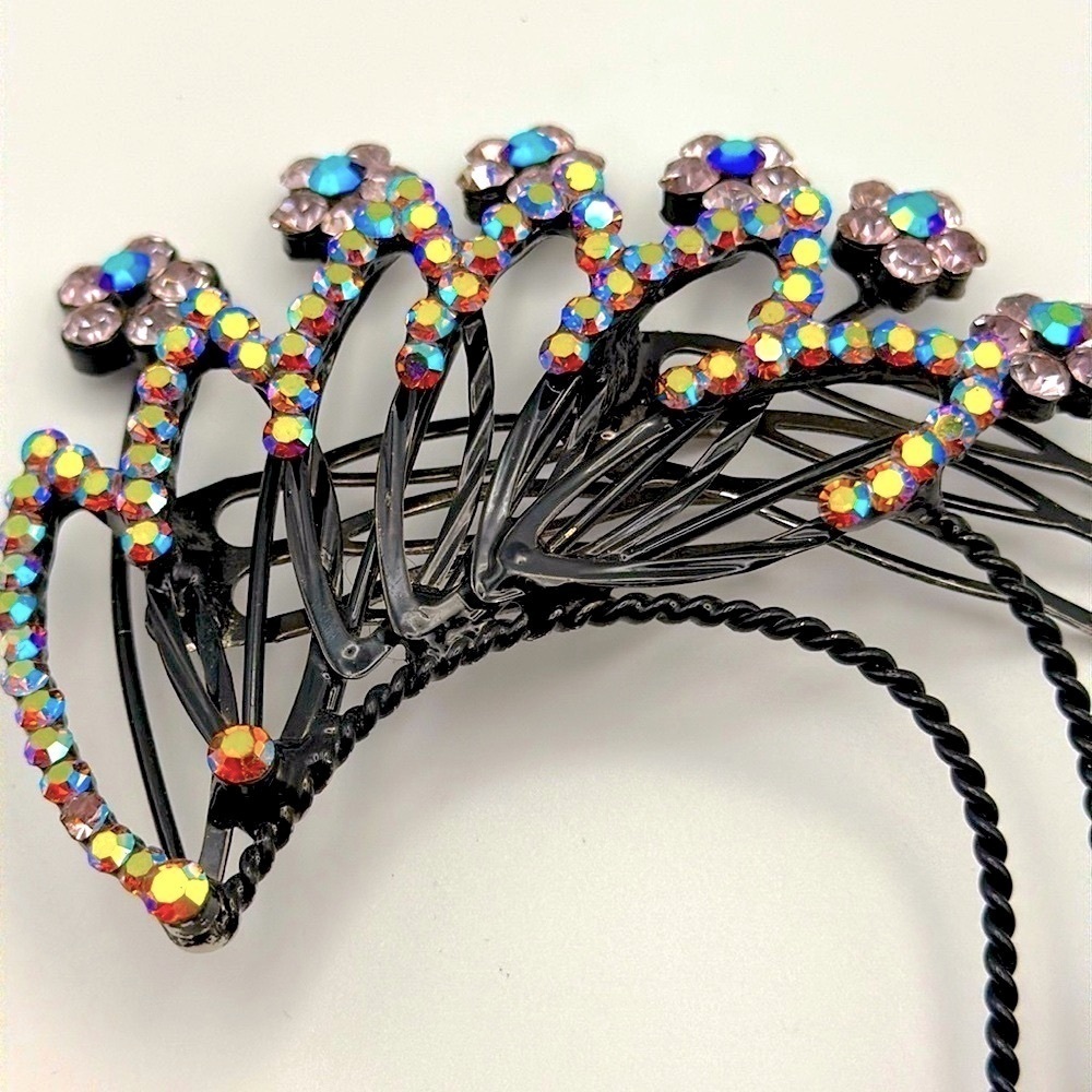 Art Deco Crystal Rhinestone Hair Comb Vintage Accessory - Picture 2 of 6